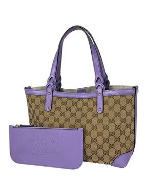 Gucci GG Pattern Tote Canvas Purple Beige